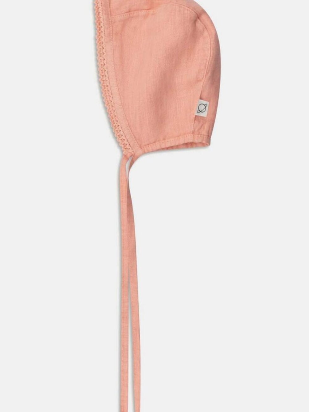 Linen lace baby bonnet - Coral